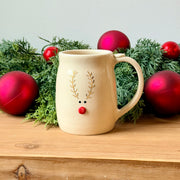 Reindeer Mug with Gold Antlers, 16 oz.