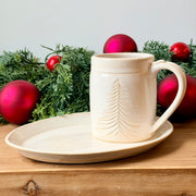 Hand-Carved Tree Mug and Plate Set
