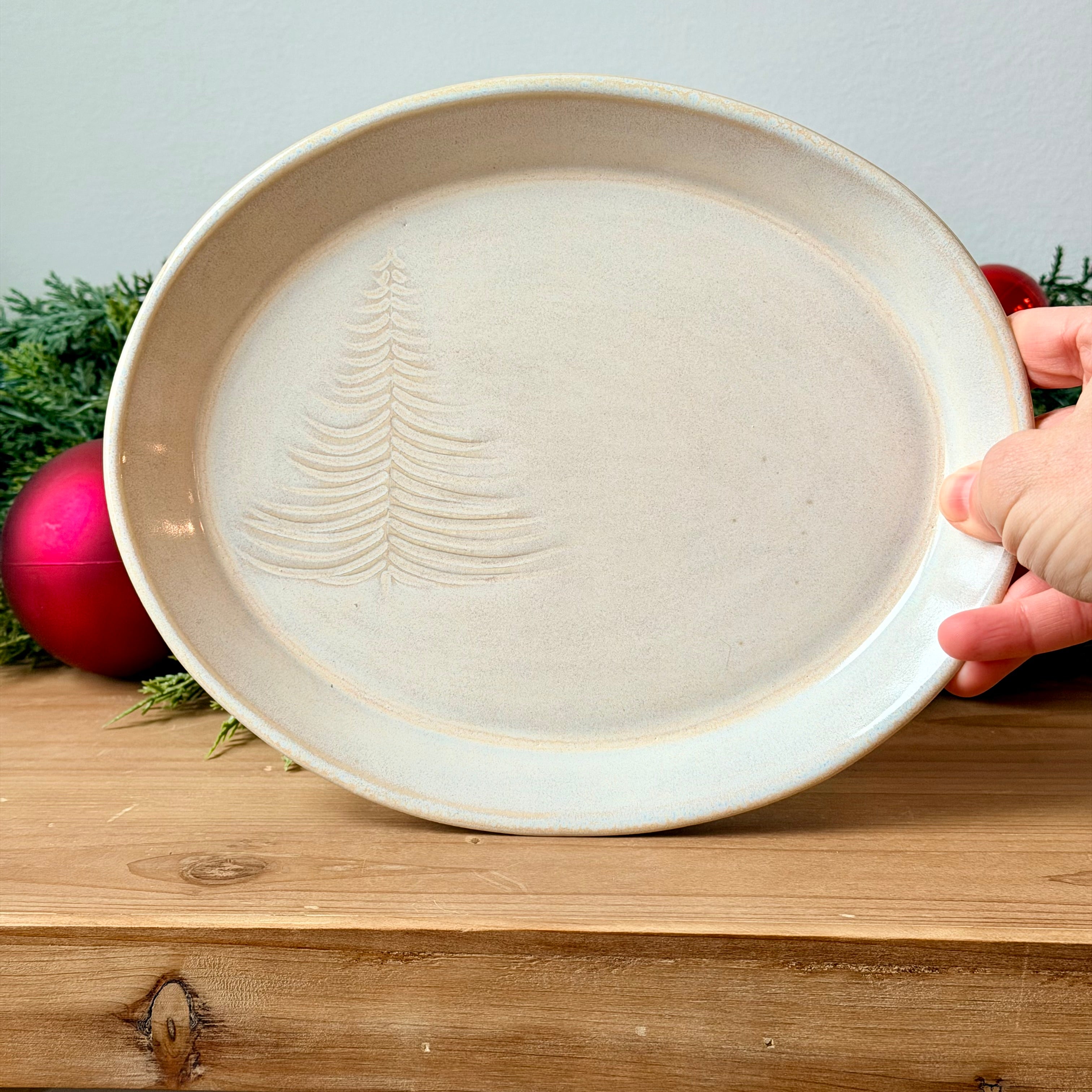 Hand-Carved Tree Mug and Plate Set