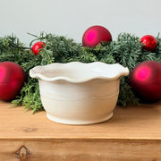 Garlic Grater Ruffled Dip Bowl - Linen