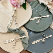 Organic Charcuterie Board with Vintage Silver Set - Cream