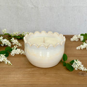 Heart Warmers Candle - Linen, Scalloped 12 oz. - Terra