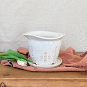 Berry Bowl with Drip Dish - White