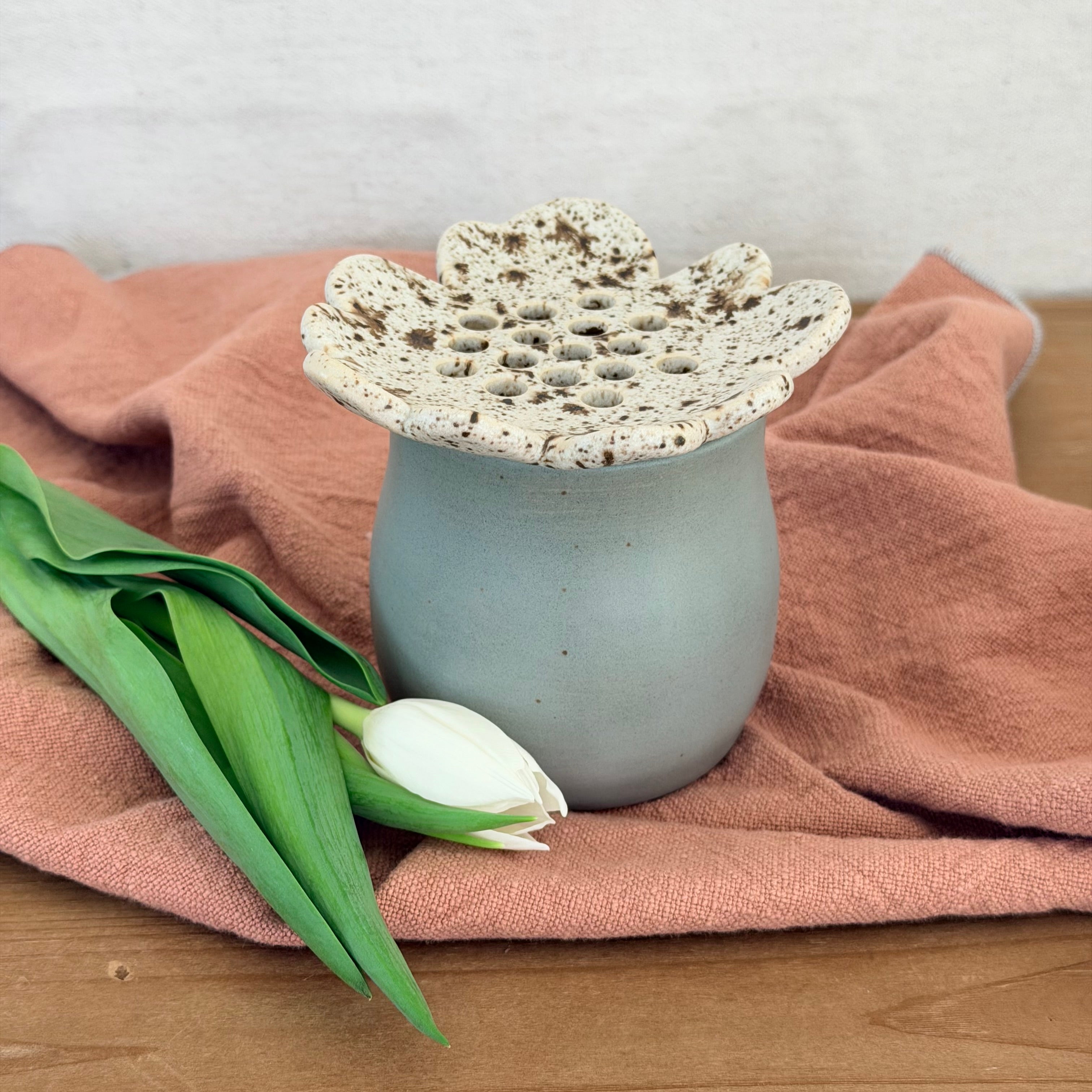 Petite Flower Frog Vase, 2 Piece