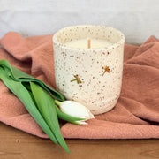 Candle - Golden Dragonflies: Speckled Cream, 10 oz.