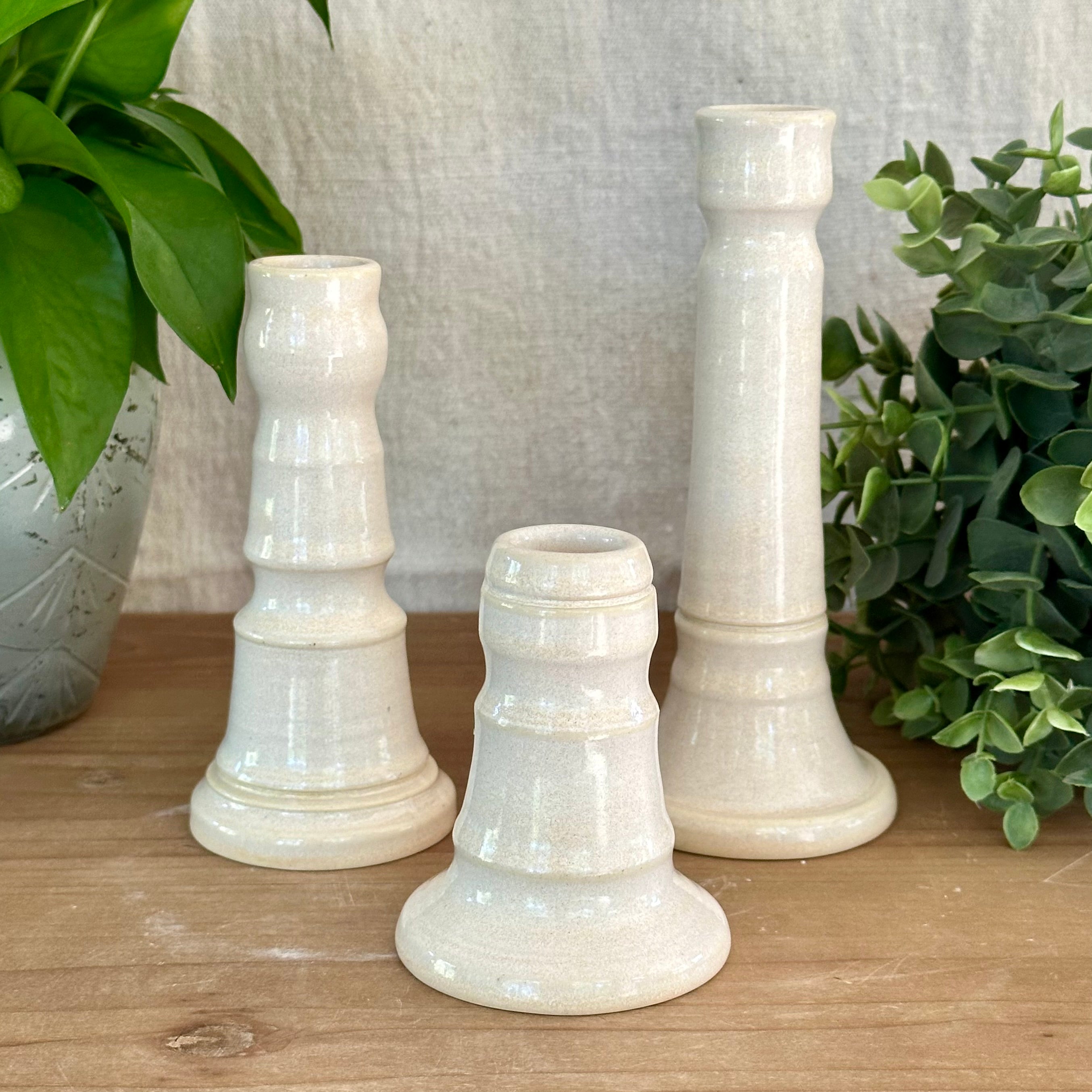 Candle Sticks - Set of 3, Linen