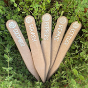 Garden Stakes - Set of 5: Veggies, Natural
