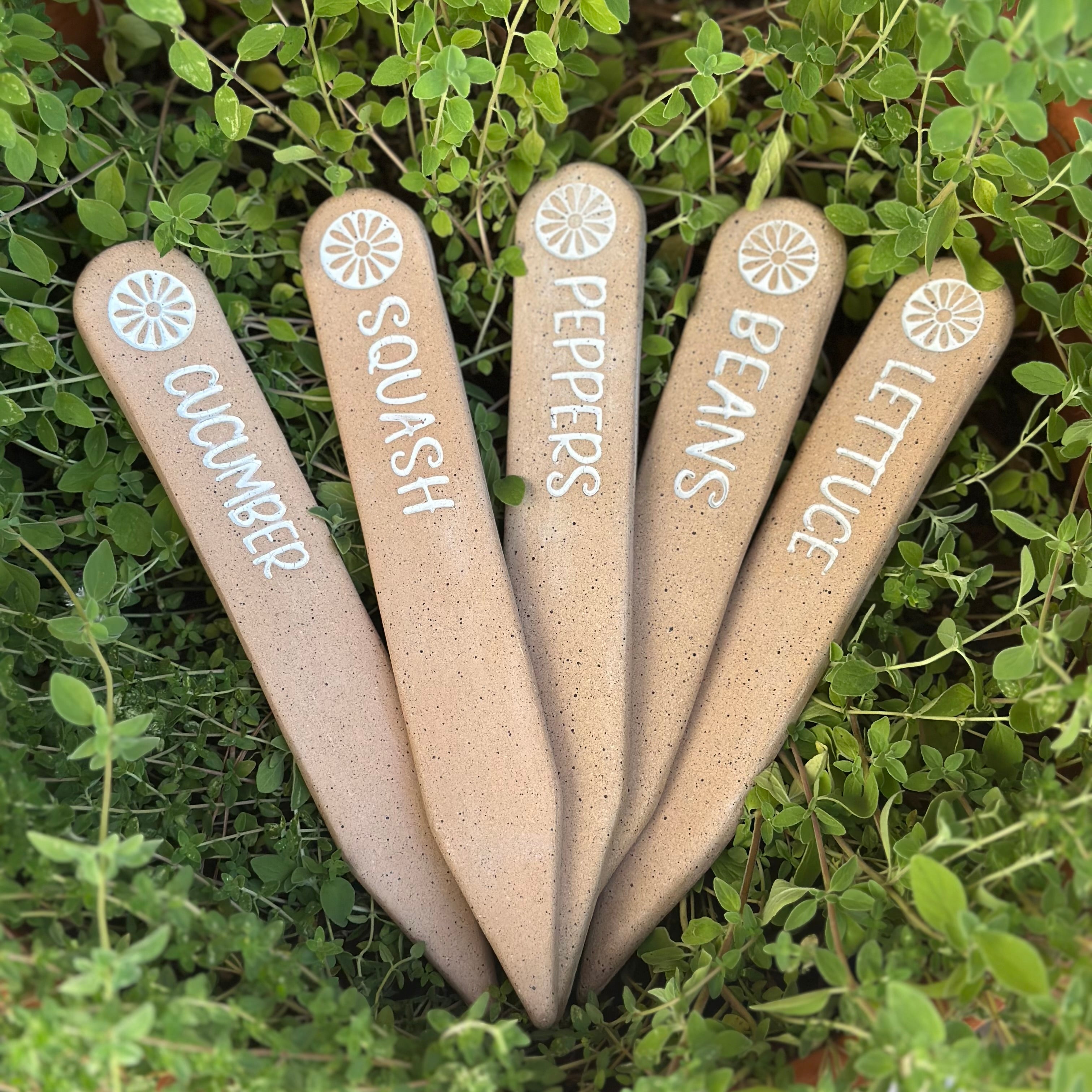 Garden Stakes - Set of 5: Veggies, Natural