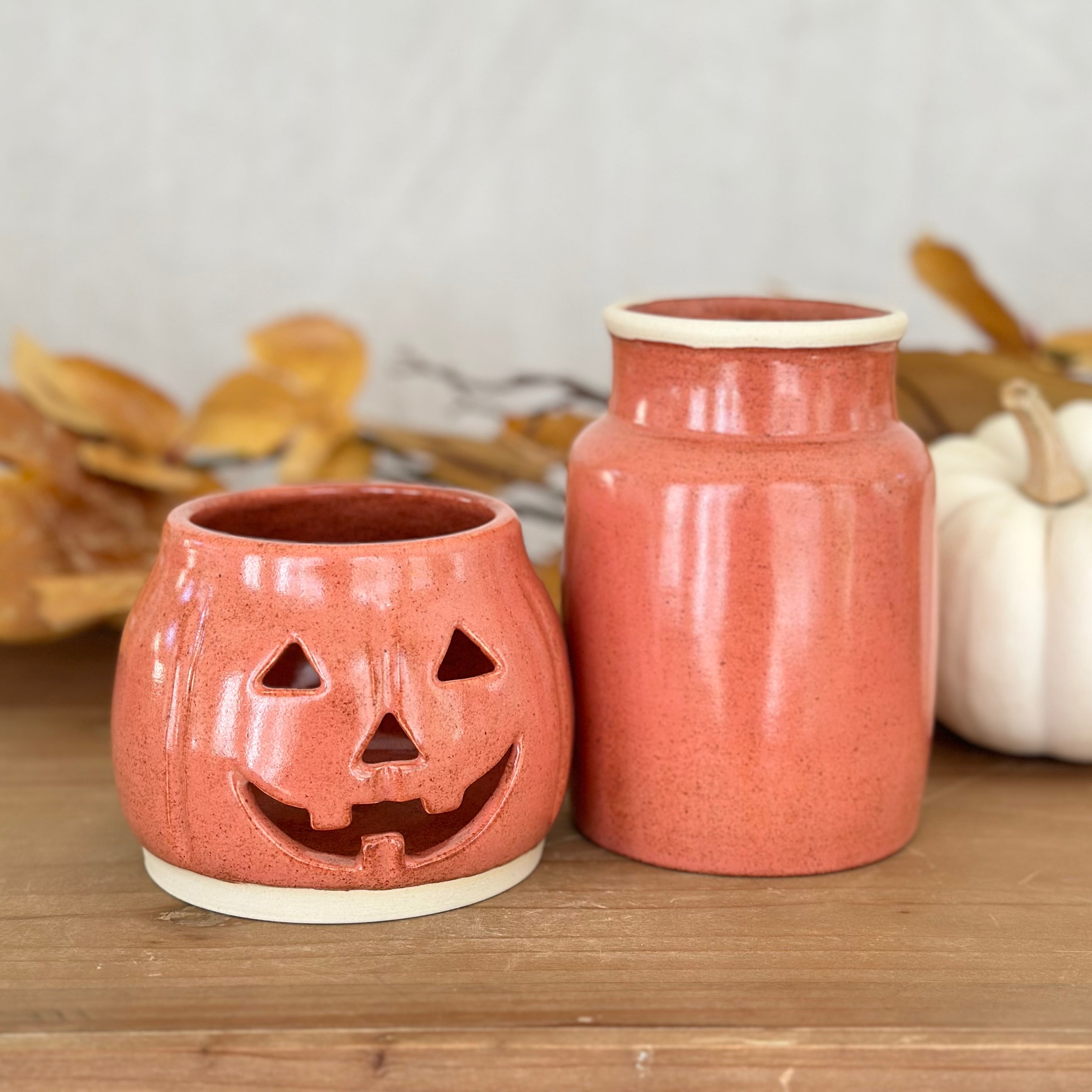 Jack O’Lantern Luminary and Vase Set - Orange