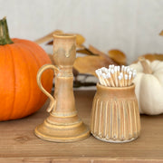 Golden Harvest Candle and Match Holder Set
