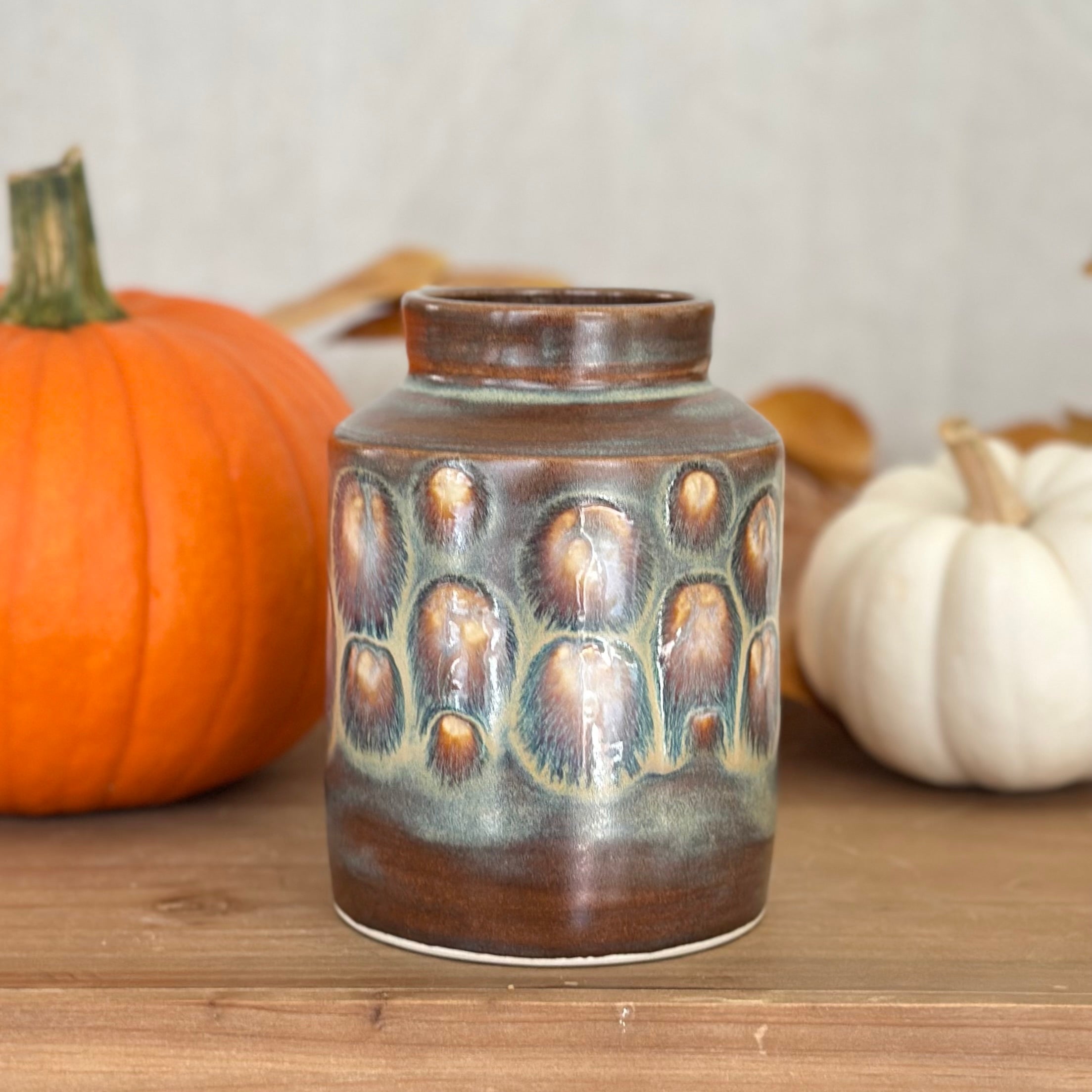 Vase: Barrel, Fall Feathers