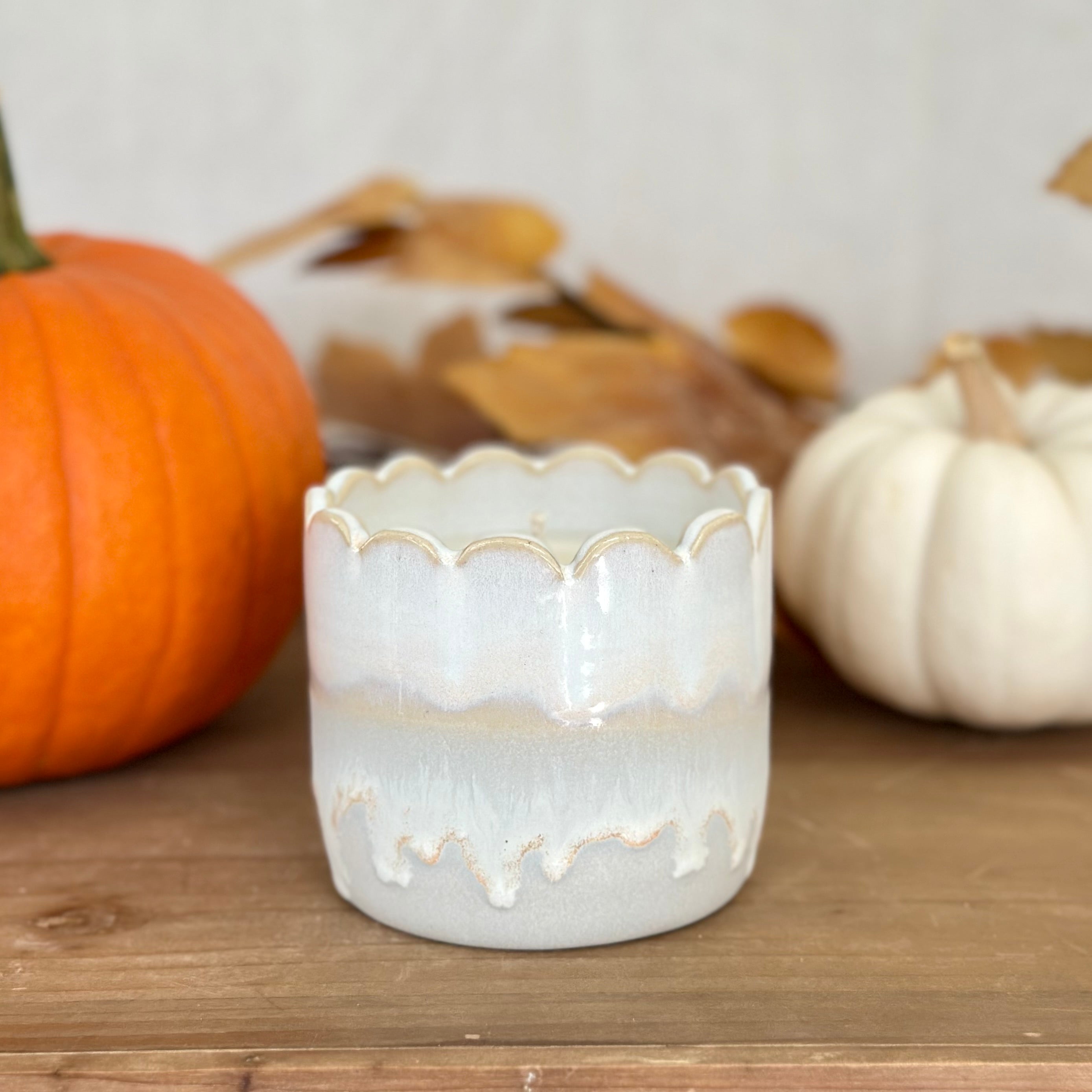Heart Warmers Candle - Linen, Scalloped, 10 oz.