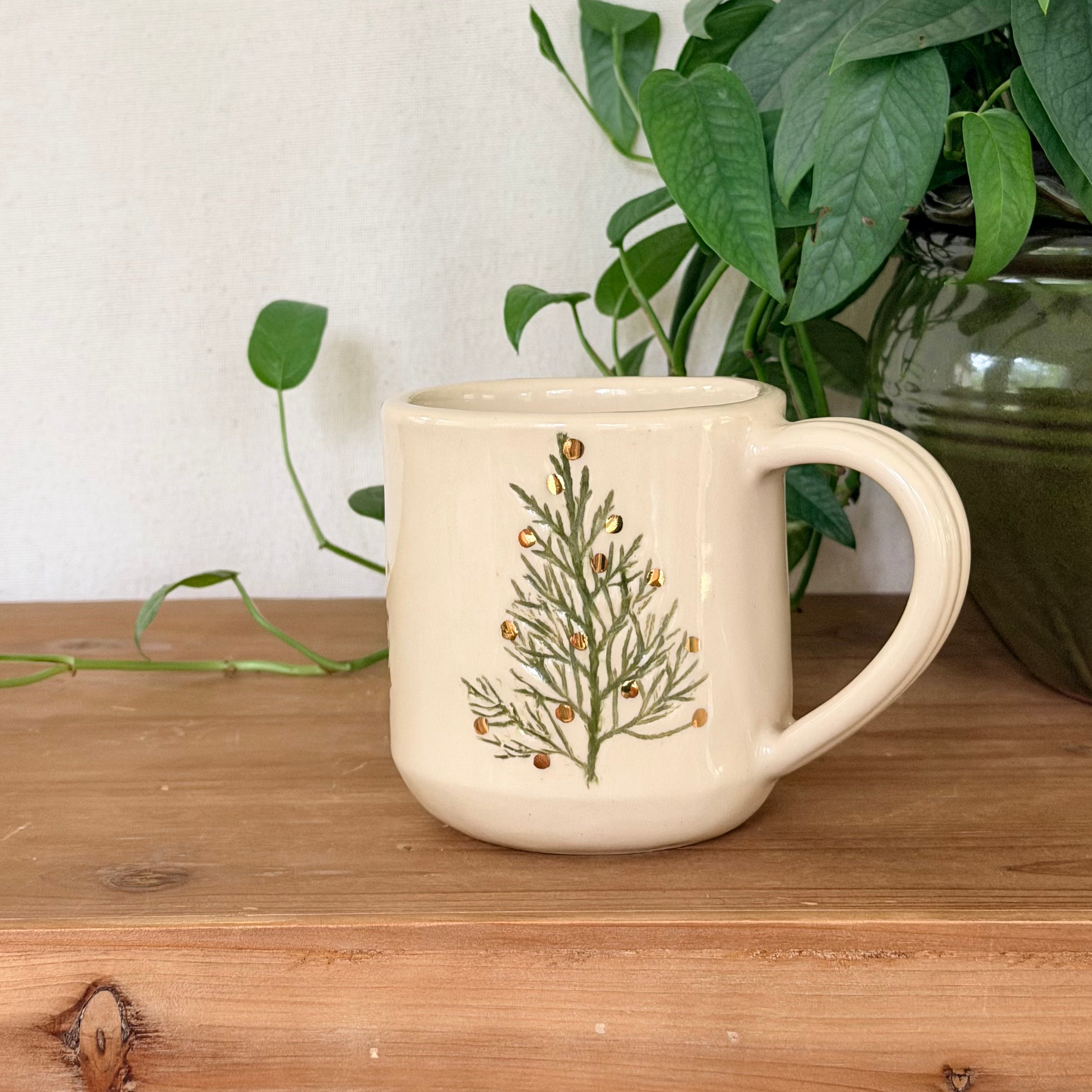 Mug: Pressed Pine with Gold, 14-16 oz.