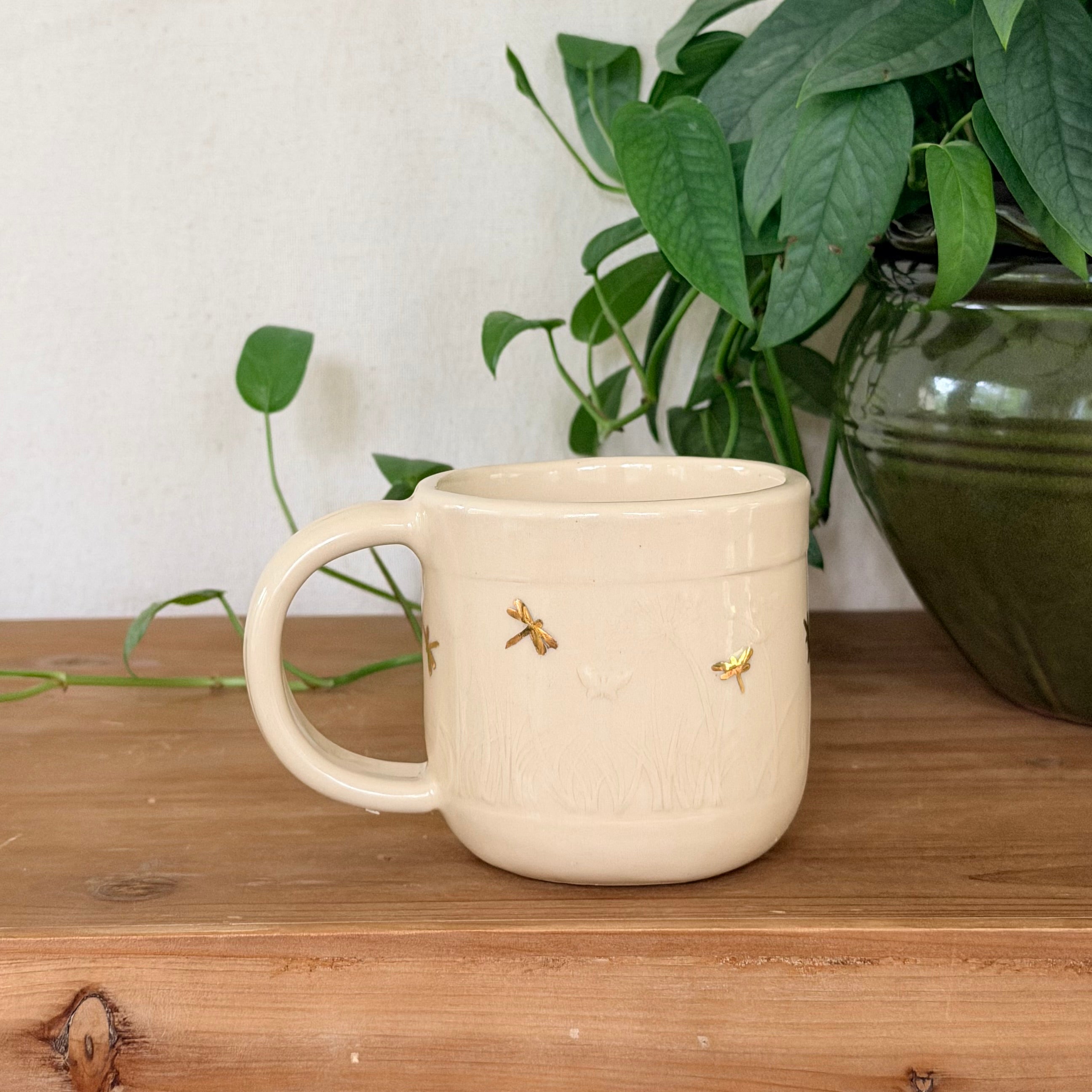 Mug: Golden Dragonflies, 12 oz