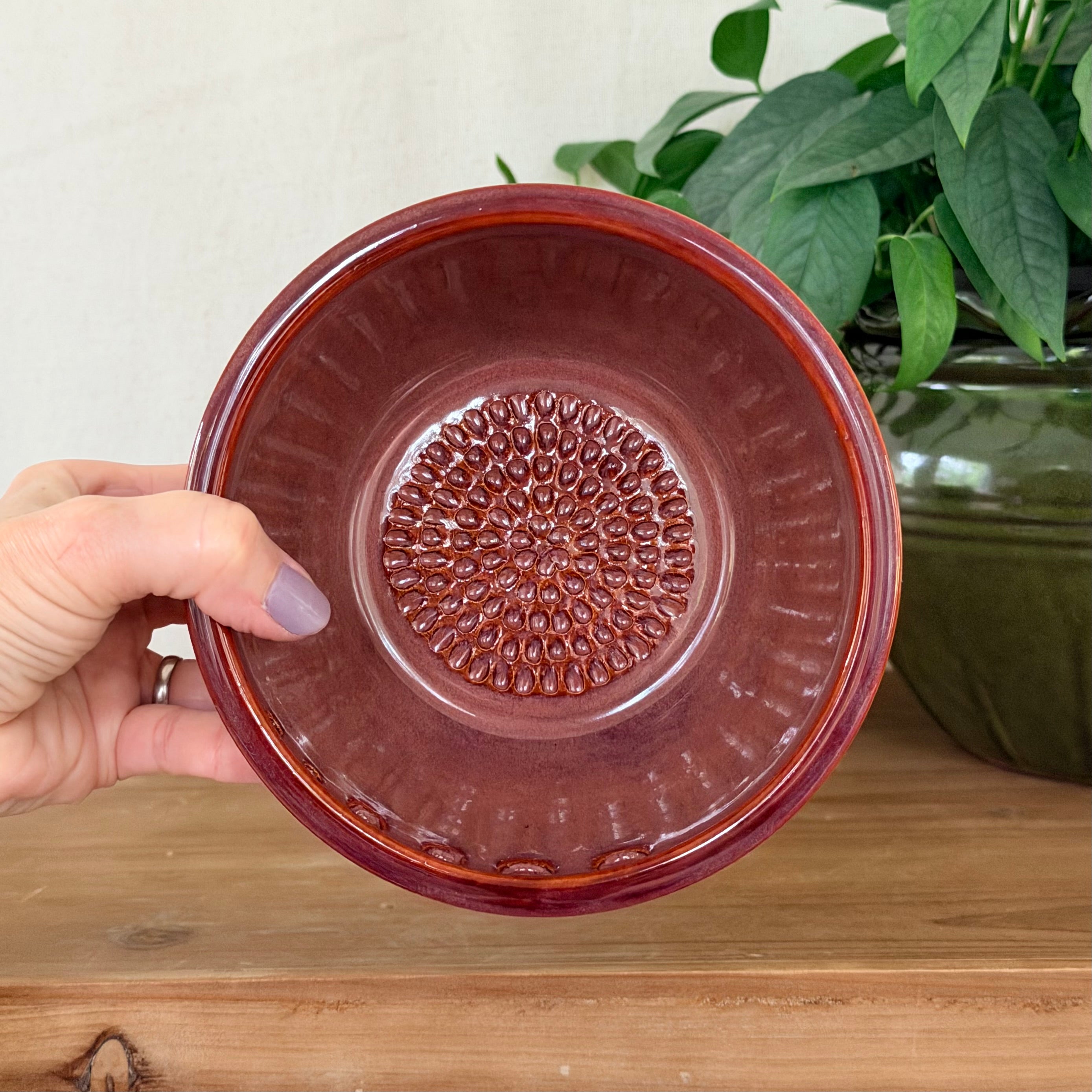 Herb Stripper / Garlic Grater Bowl - Speckled Plum