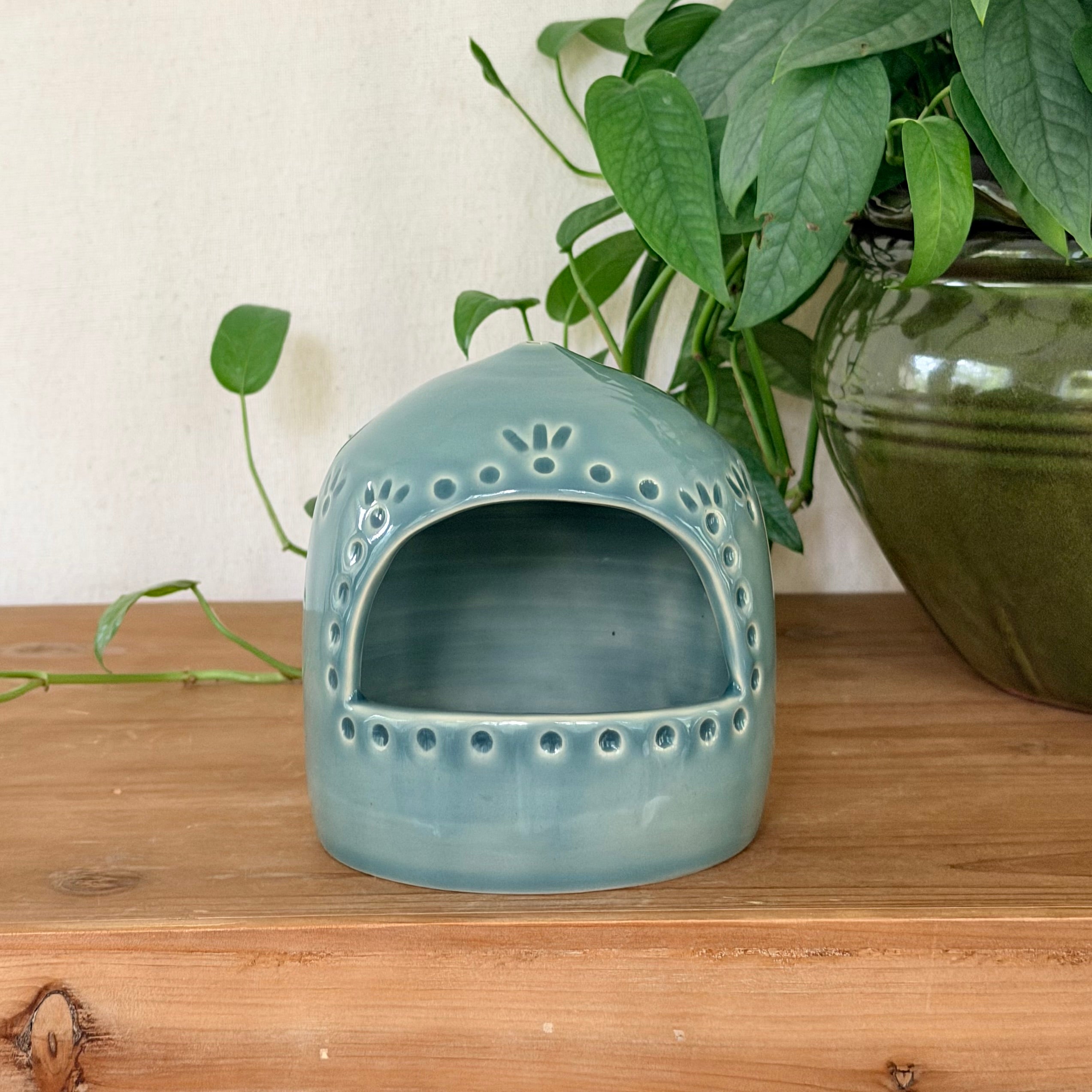 Bird Feeder - Carved Sea Glass