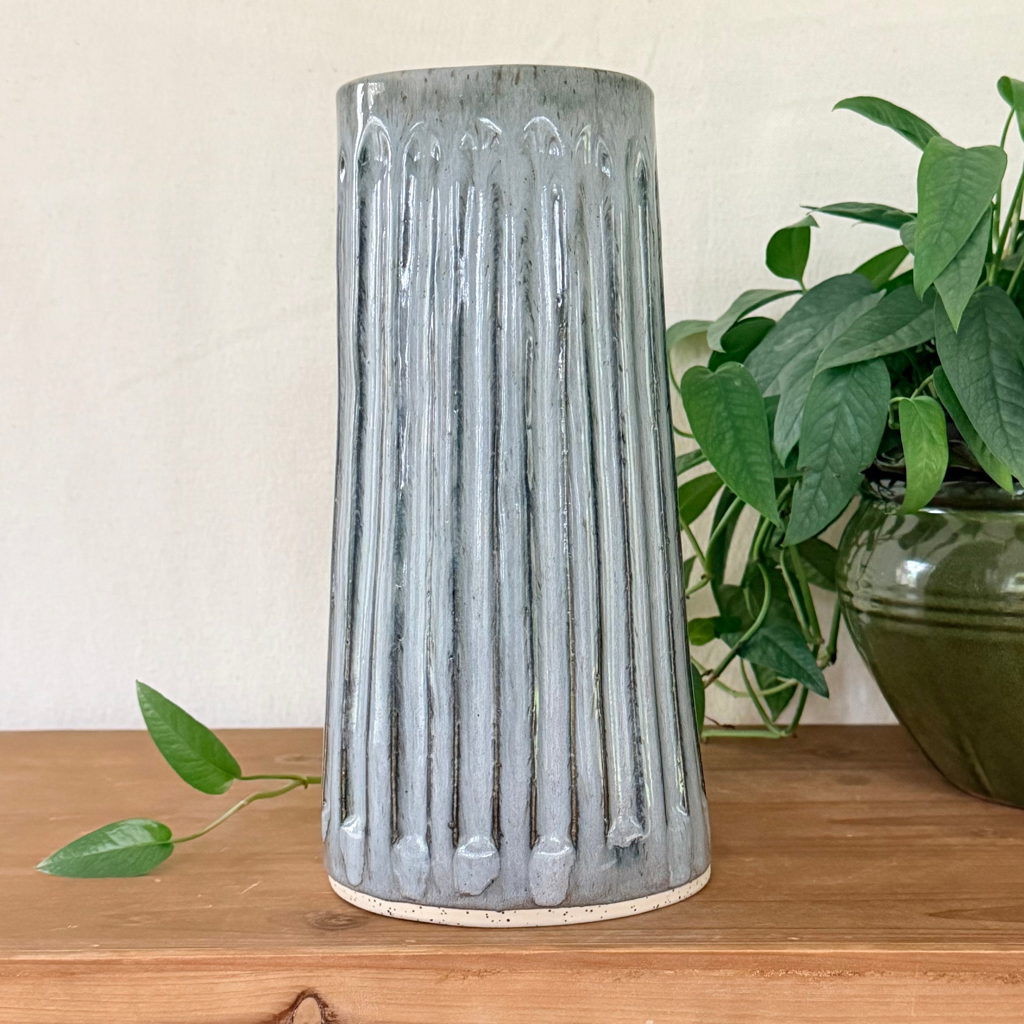 Fluted Vase, 11 in. - Coastal Stone