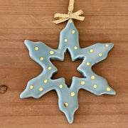 Ornament - Snowflake - Sea Glass - Gold Dots