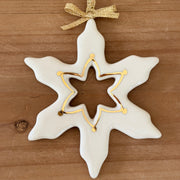 Ornament - Snowflake - White w/ Gold Star
