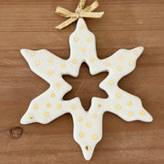 Ornament - Snowflake - White w/ Gold Dots