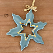 Ornament - Snowflake - Sea Glass - Gold Star