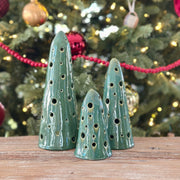 Tree Luminaries, Set of 3 - Glossy Green